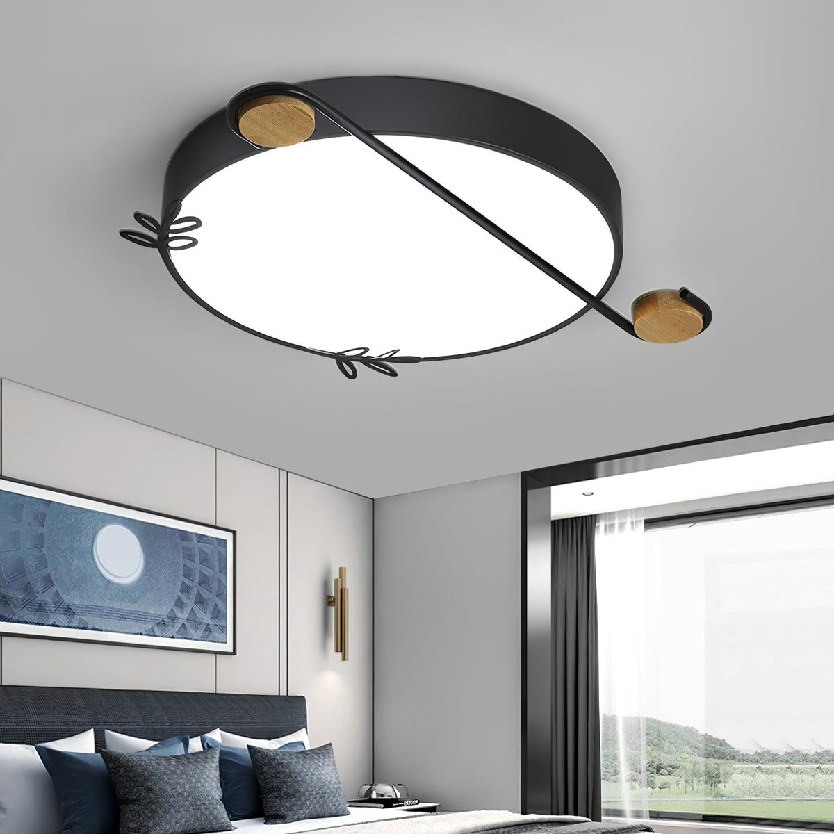 Evzorira Musical Note Art Round Ceiling Lamp