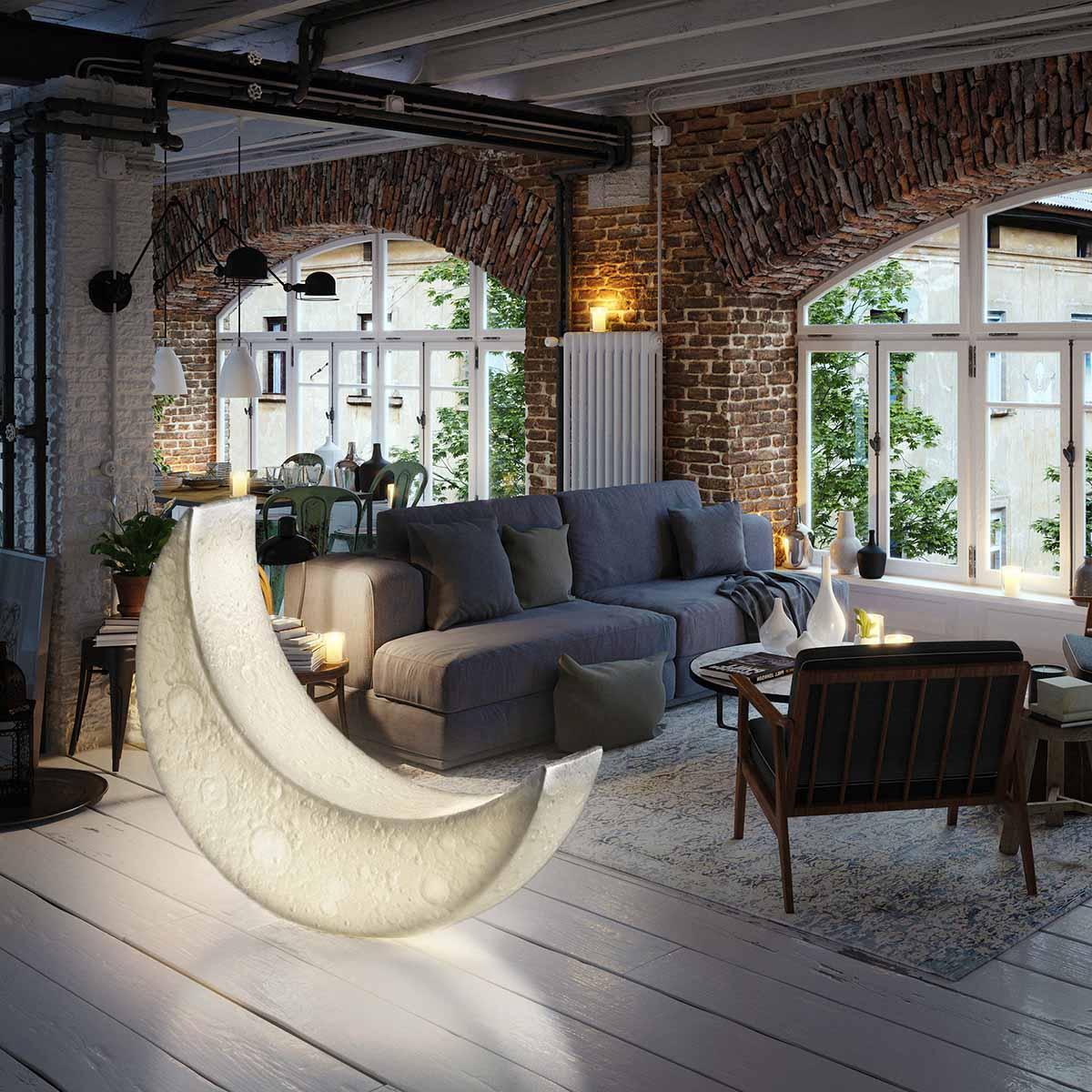 Zetheor Crescent Moon Resin Floor Lamp