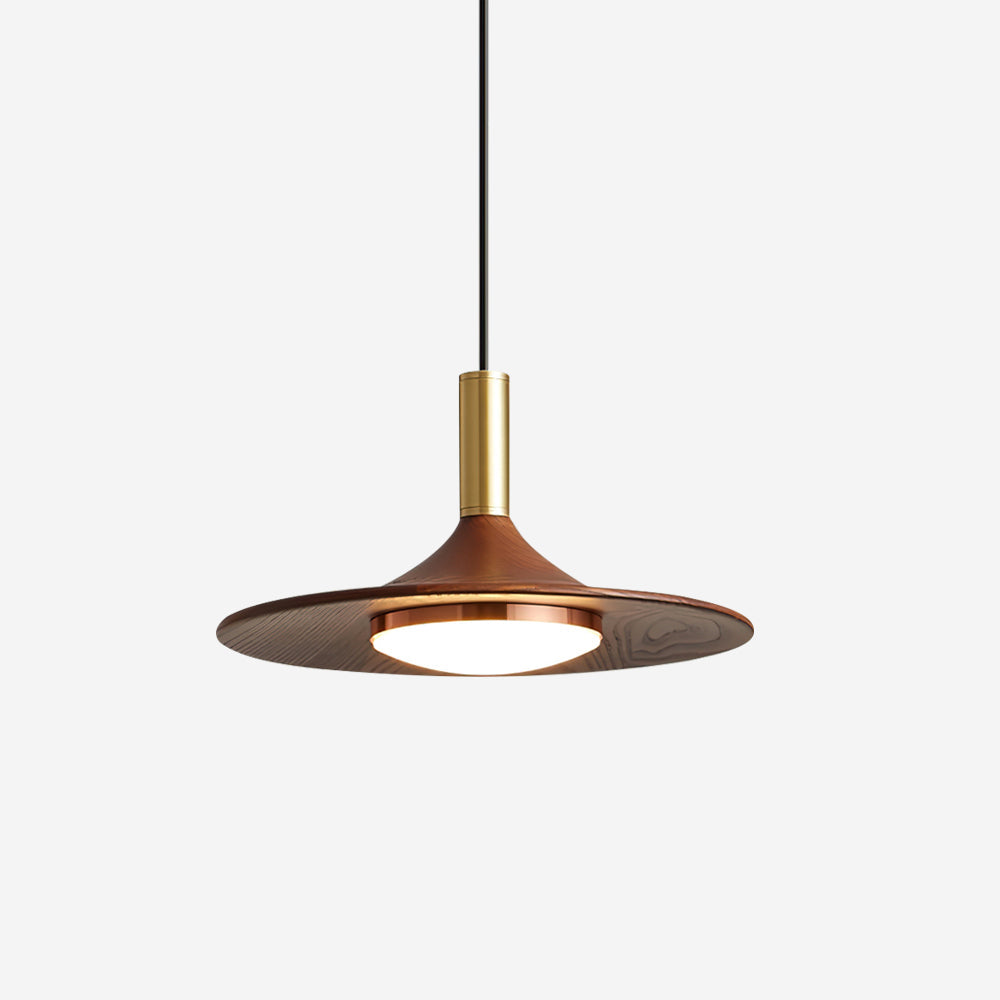 Pend­­ant Lamp Wood-Grain Disc LED Acrylic Midcentury - Neutral Decor