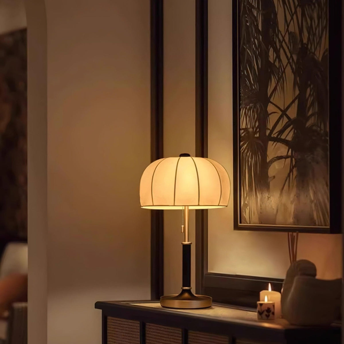 Nalemu Wood Fabric Retro Table Lamp