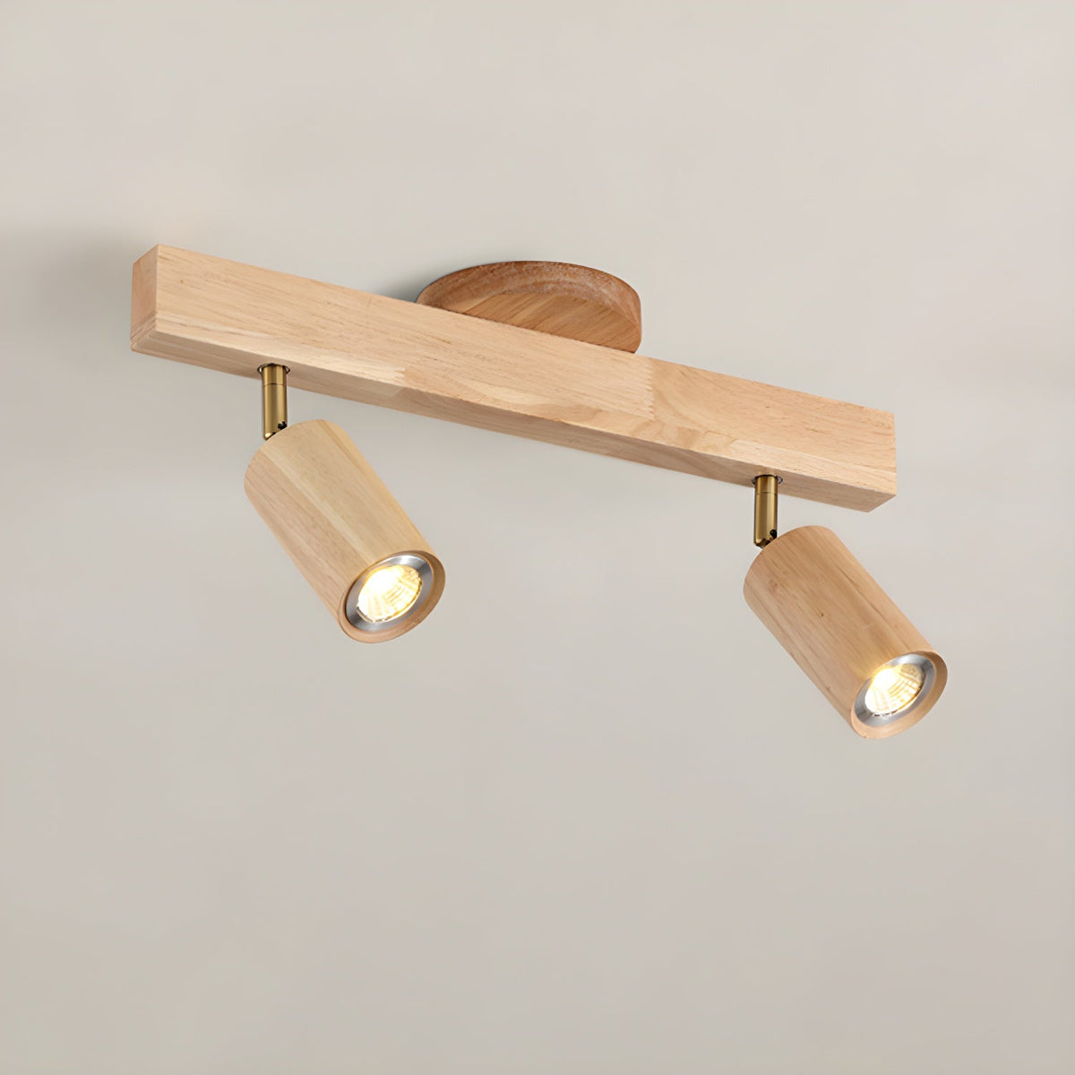 Nola Ceiling Lamp Natural Wood Beam with Spotlight