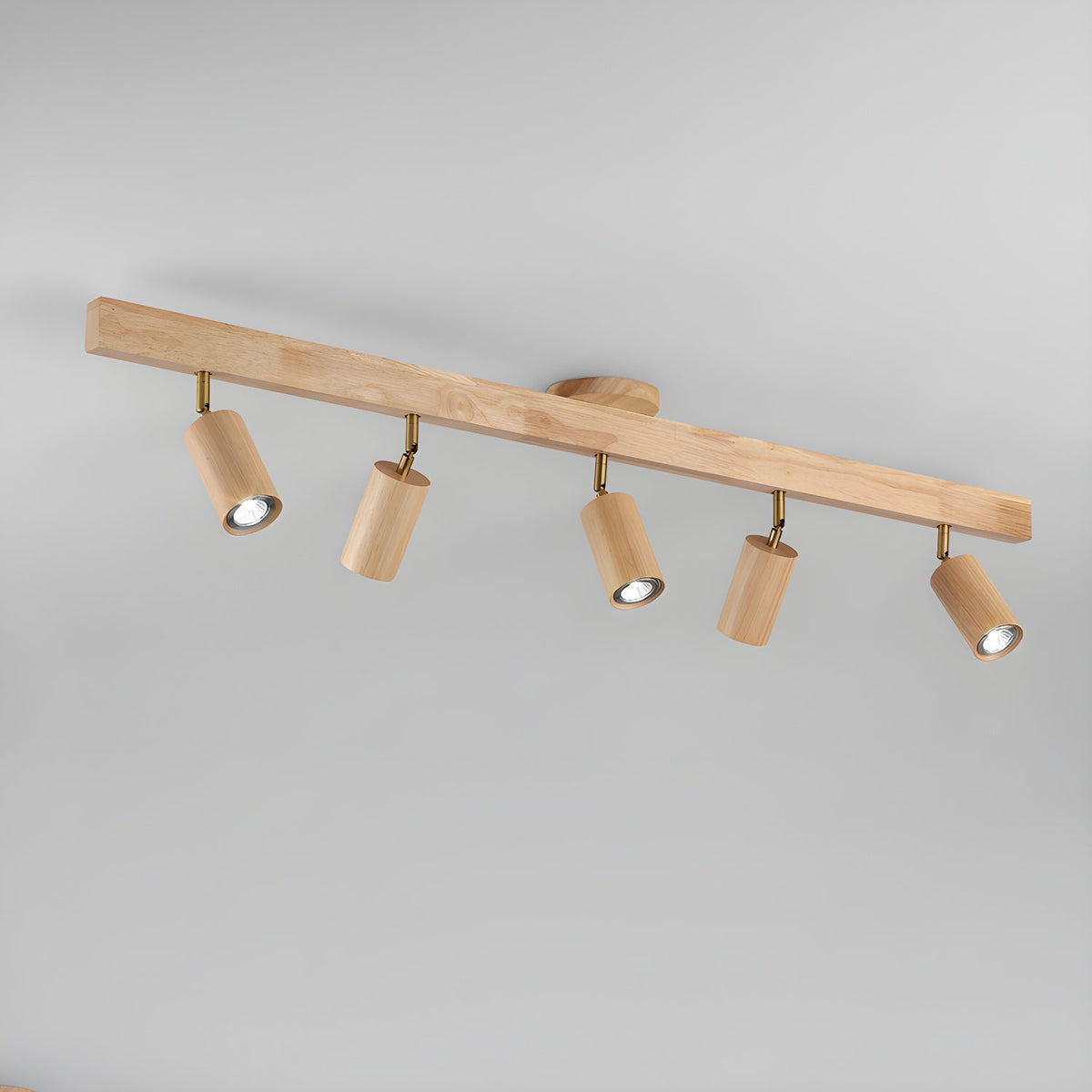 Nola Ceiling Lamp Natural Wood Beam with Spotlight