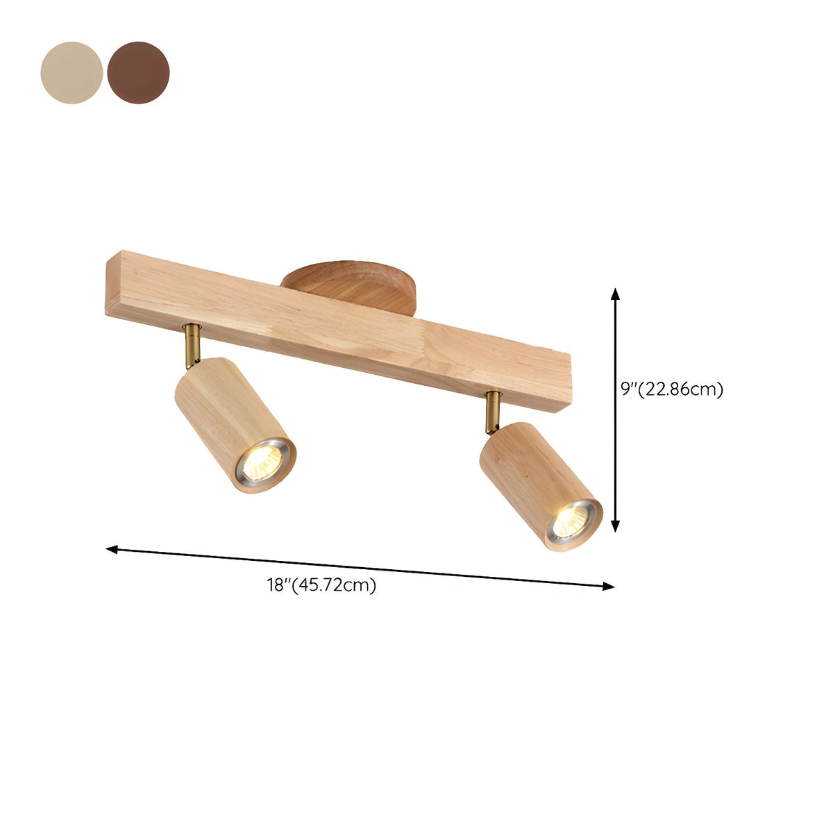 Nola Ceiling Lamp Natural Wood Beam with Spotlight
