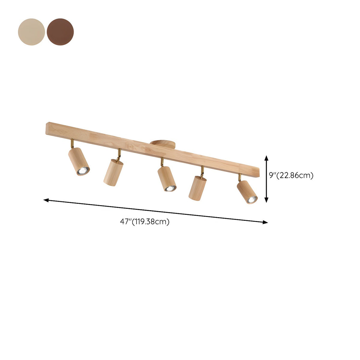 Nola Ceiling Lamp Natural Wood Beam with Spotlight