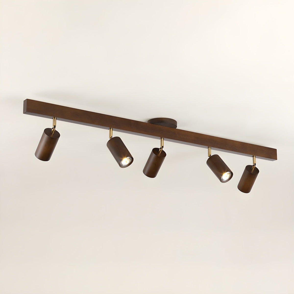 Nola Ceiling Lamp Natural Wood Beam with Spotlight