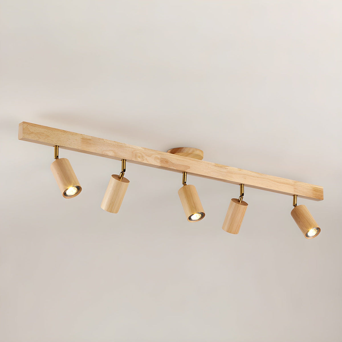 Nola Ceiling Lamp Natural Wood Beam with Spotlight