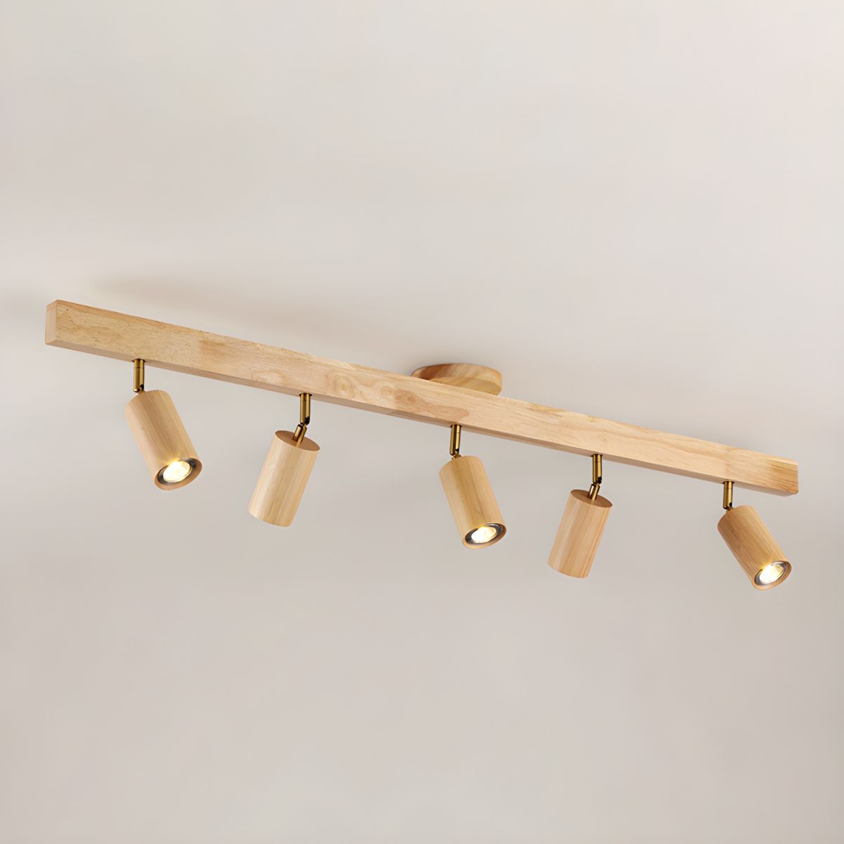 Nola Ceiling Lamp Natural Wood Beam with Spotlight