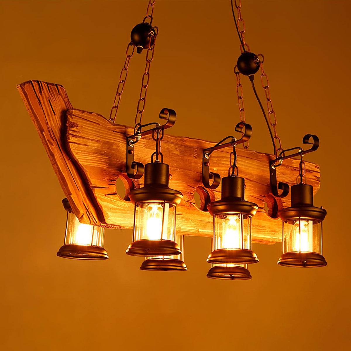 Aurzorir Vintage Wood Chandelier