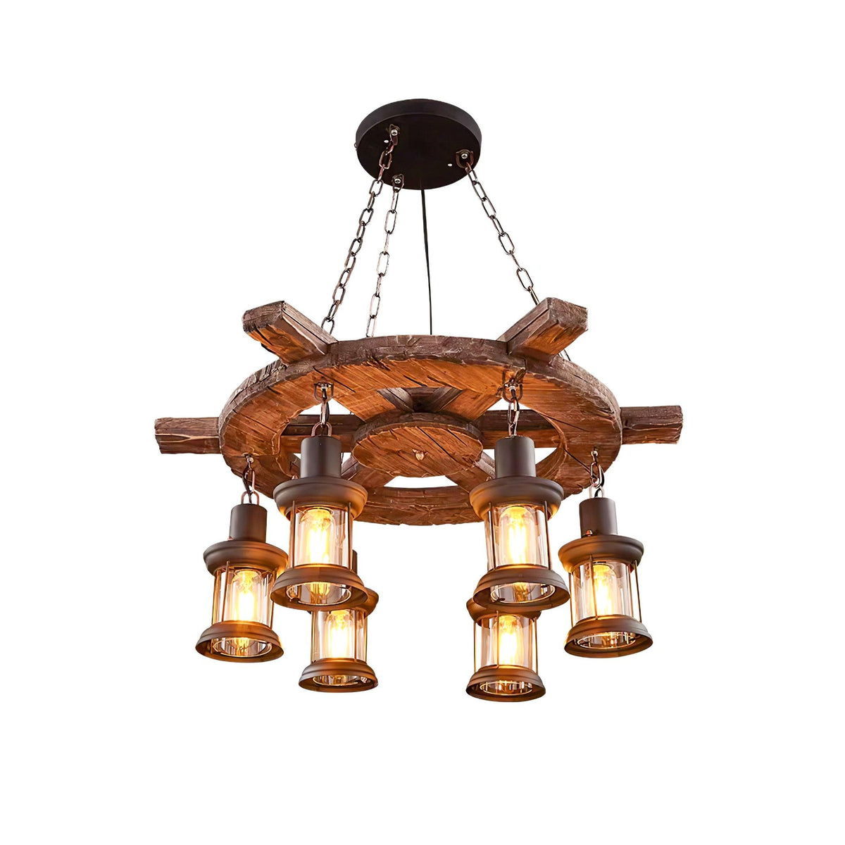 Aurzorir Vintage Wood Chandelier
