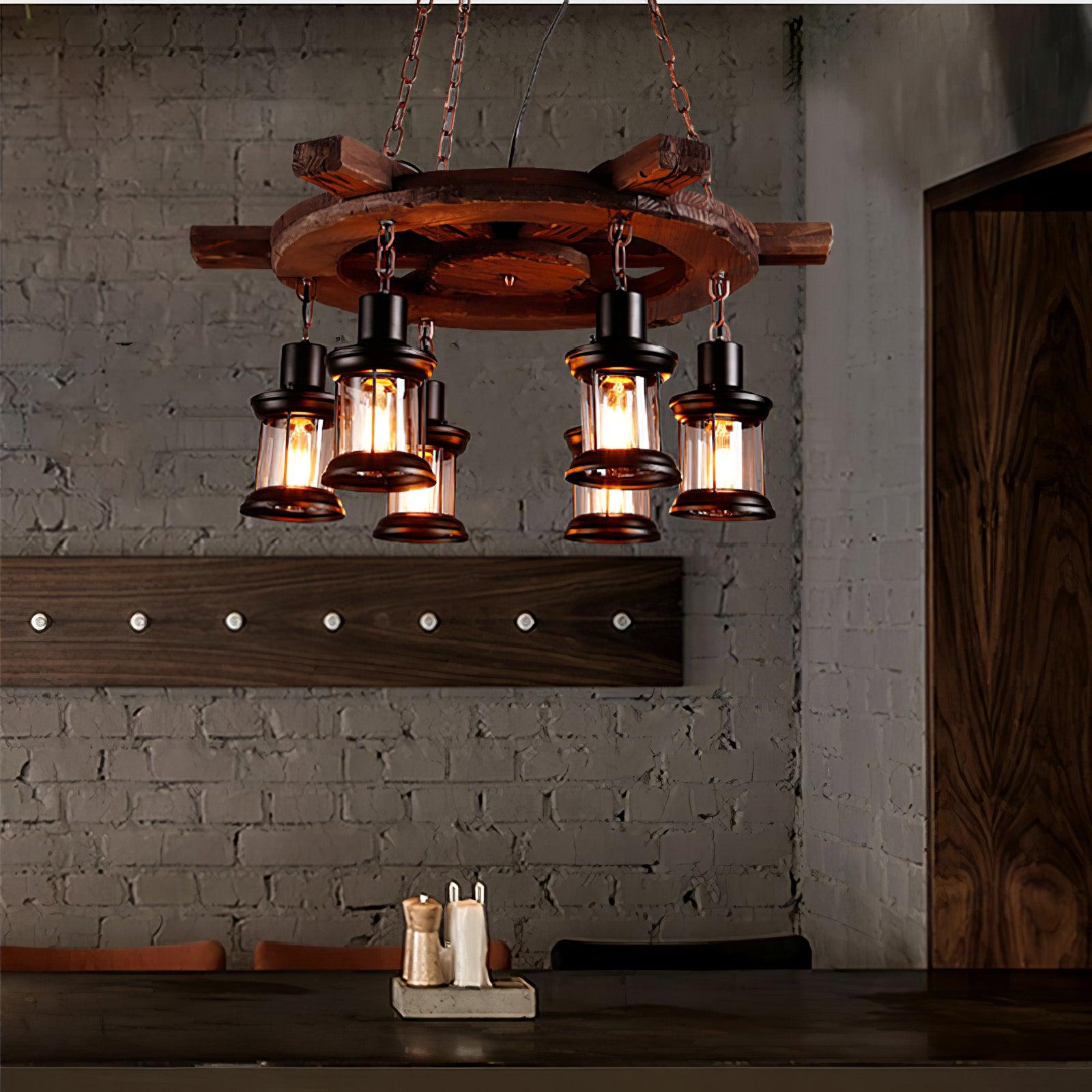 Aurzorir Vintage Wood Chandelier