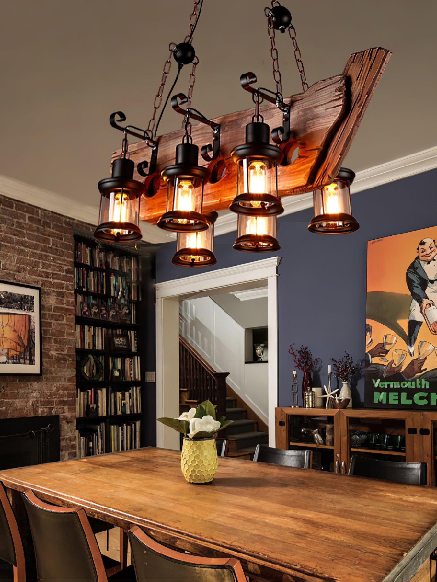 Aurzorir Vintage Wood Chandelier