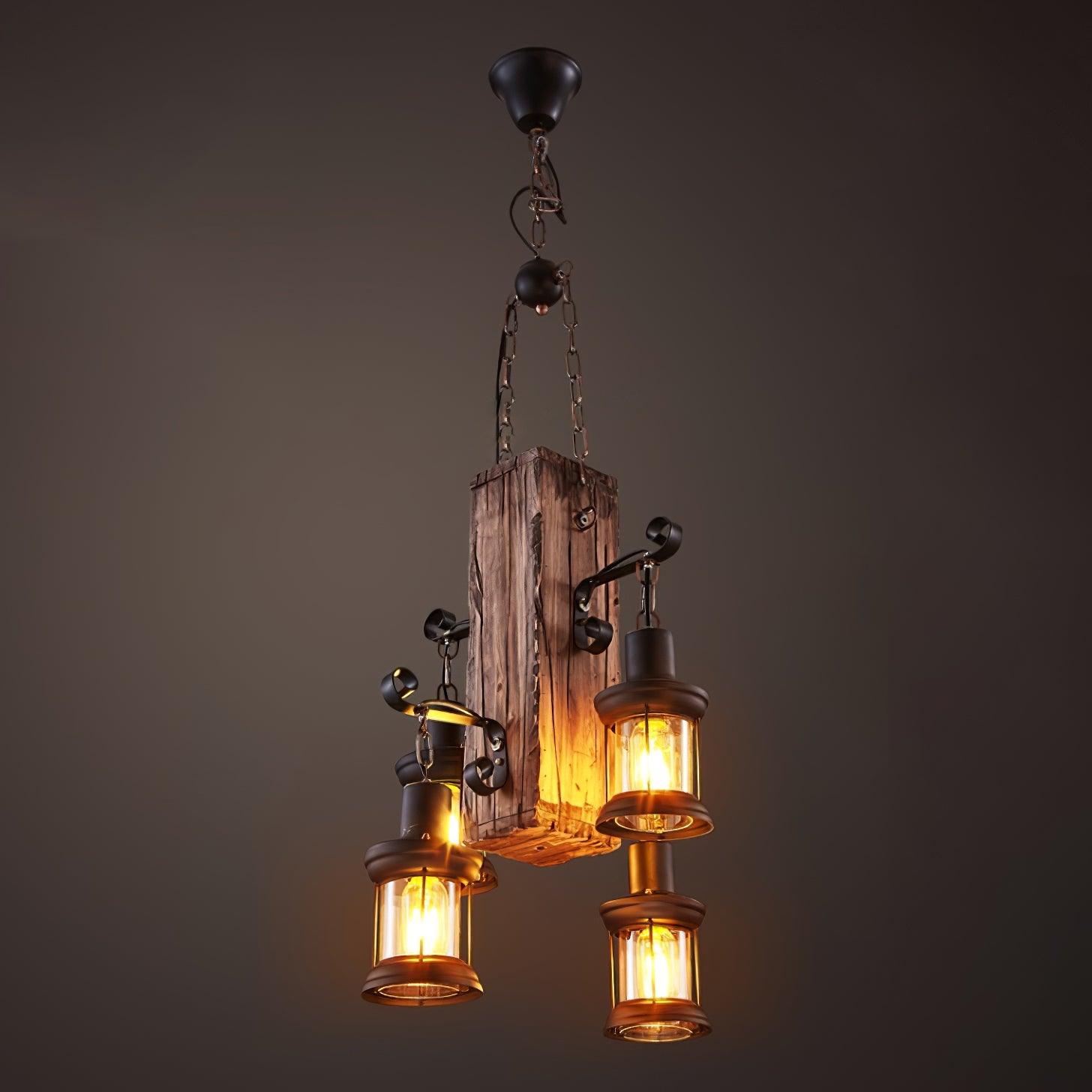 Aurzorir Vintage Wood Chandelier