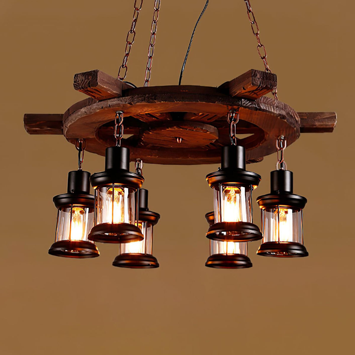 Aurzorir Vintage Wood Chandelier