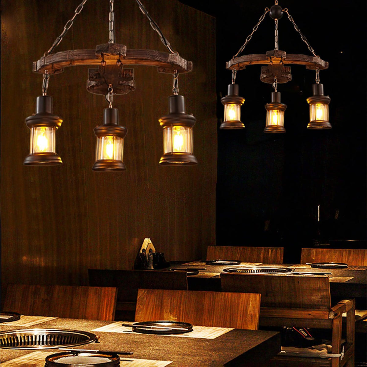 Aurzorir Vintage Wood Chandelier