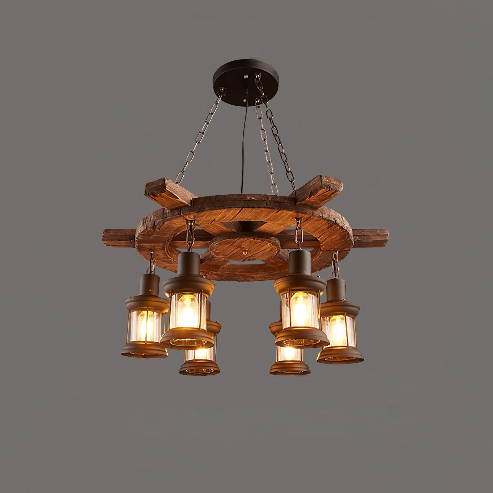 Aurzorir Vintage Wood Chandelier