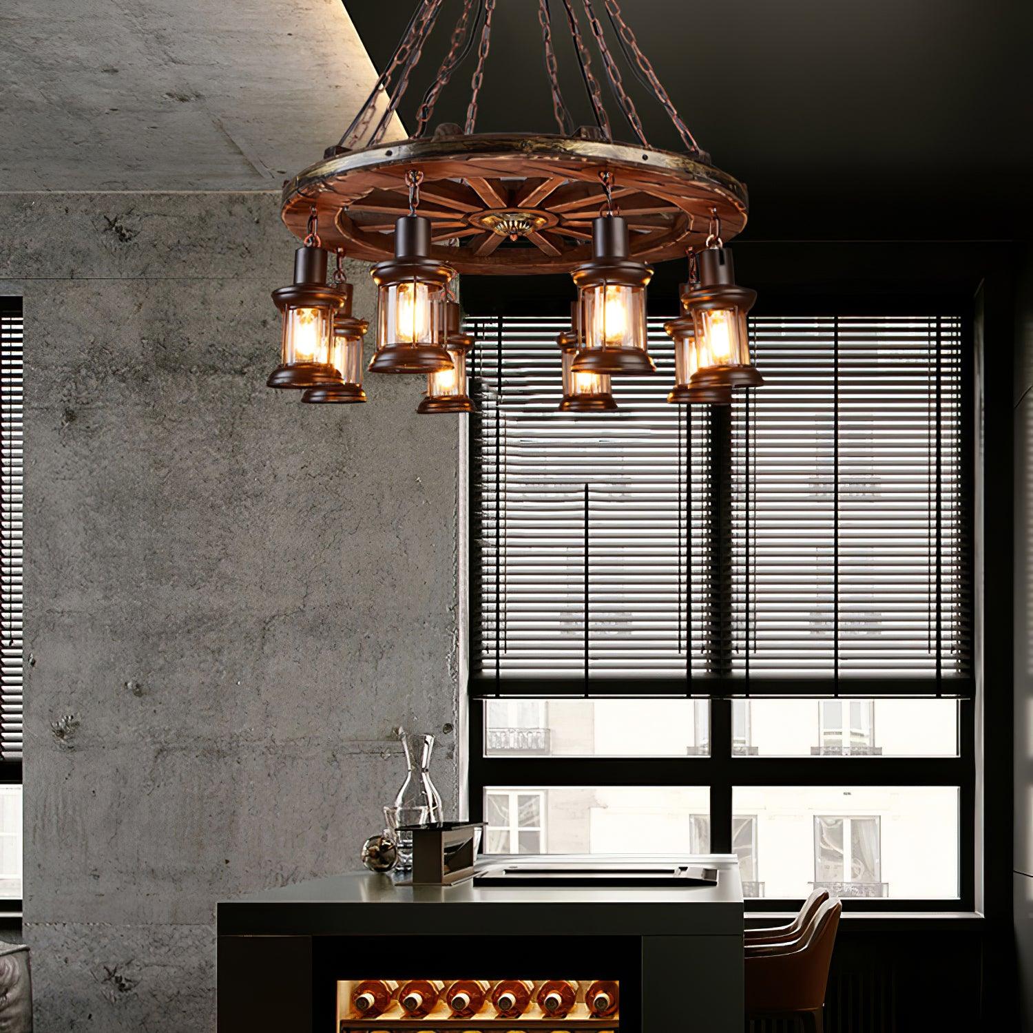 Aurzorir Vintage Wood Chandelier