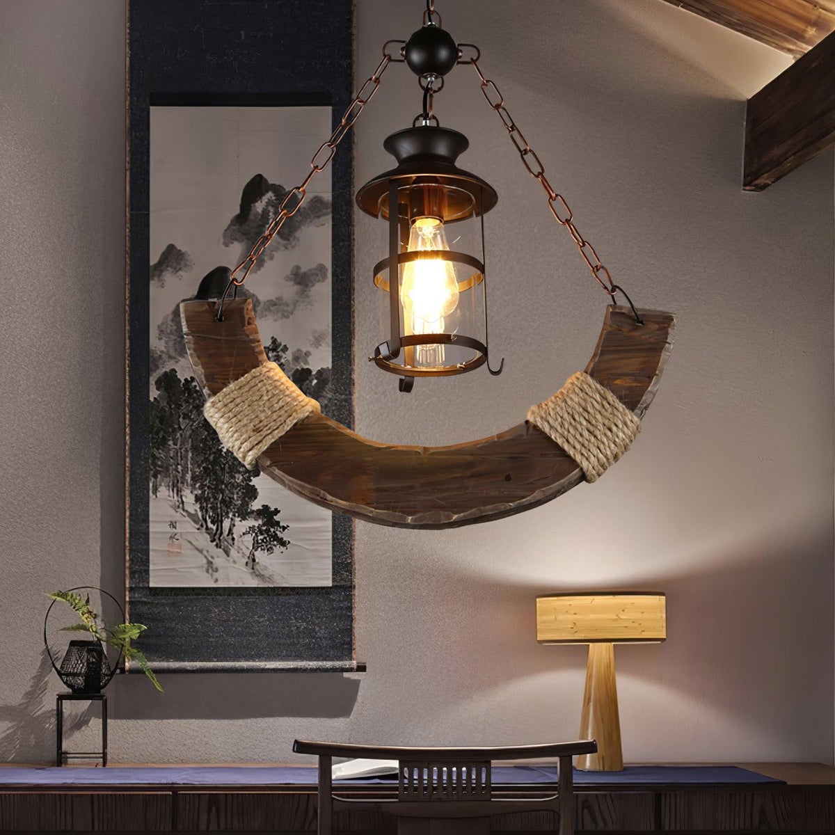 Aurzorir Vintage Wood Chandelier