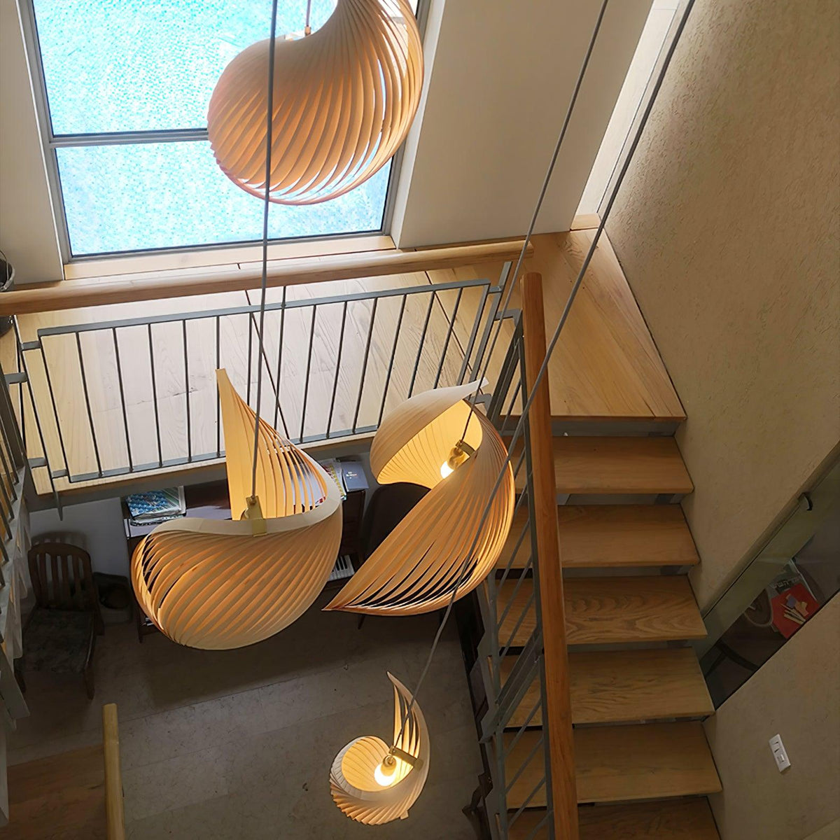 Loe Postmodern Luxury Shell Wood Wood Pendant Light
