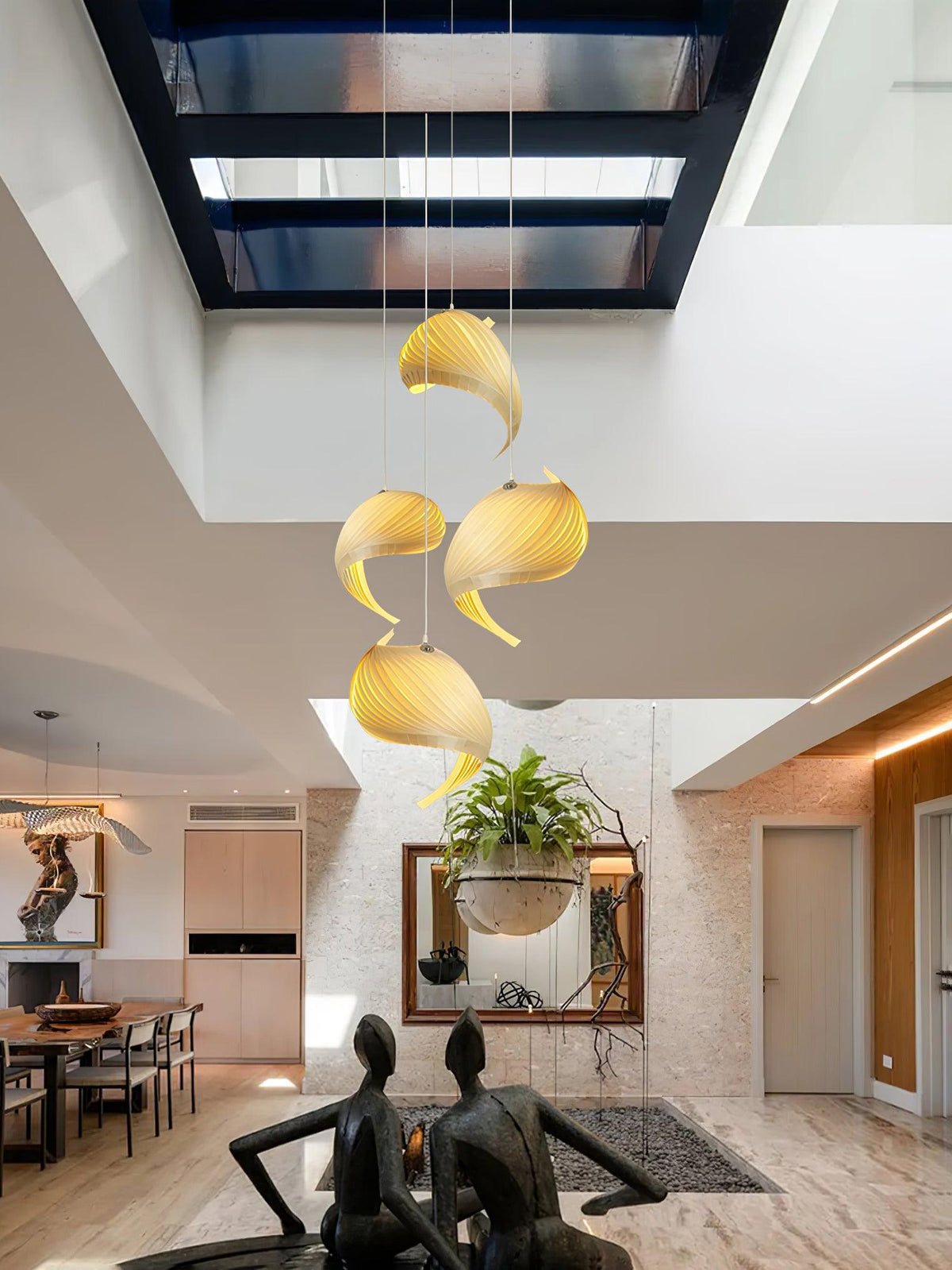Loe Postmodern Luxury Shell Wood Wood Pendant Light