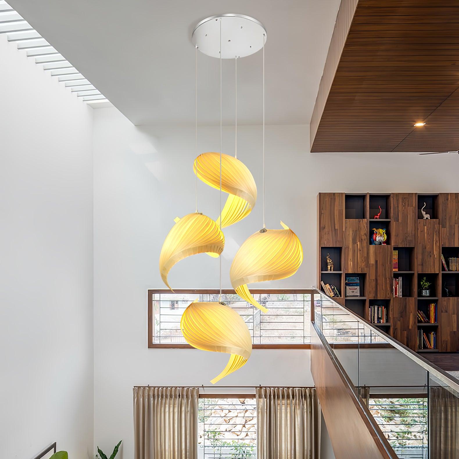 Loe Postmodern Luxury Shell Wood Wood Pendant Light