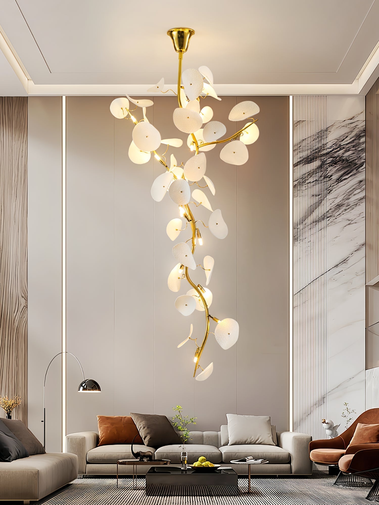 Orthair Branch Ceramic Brass Chandelier