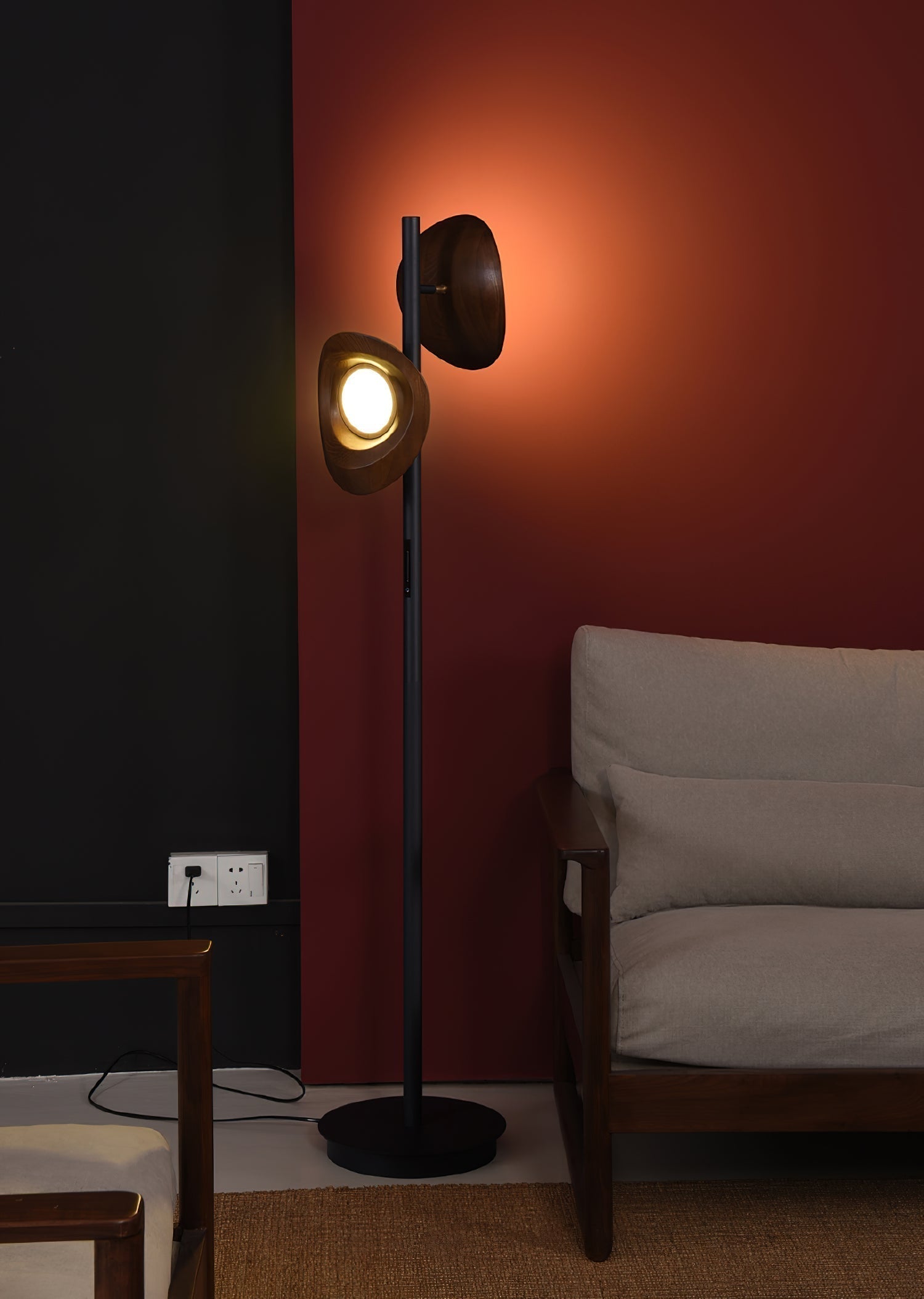 Ceyran Double Sphere Black Floor Lamp