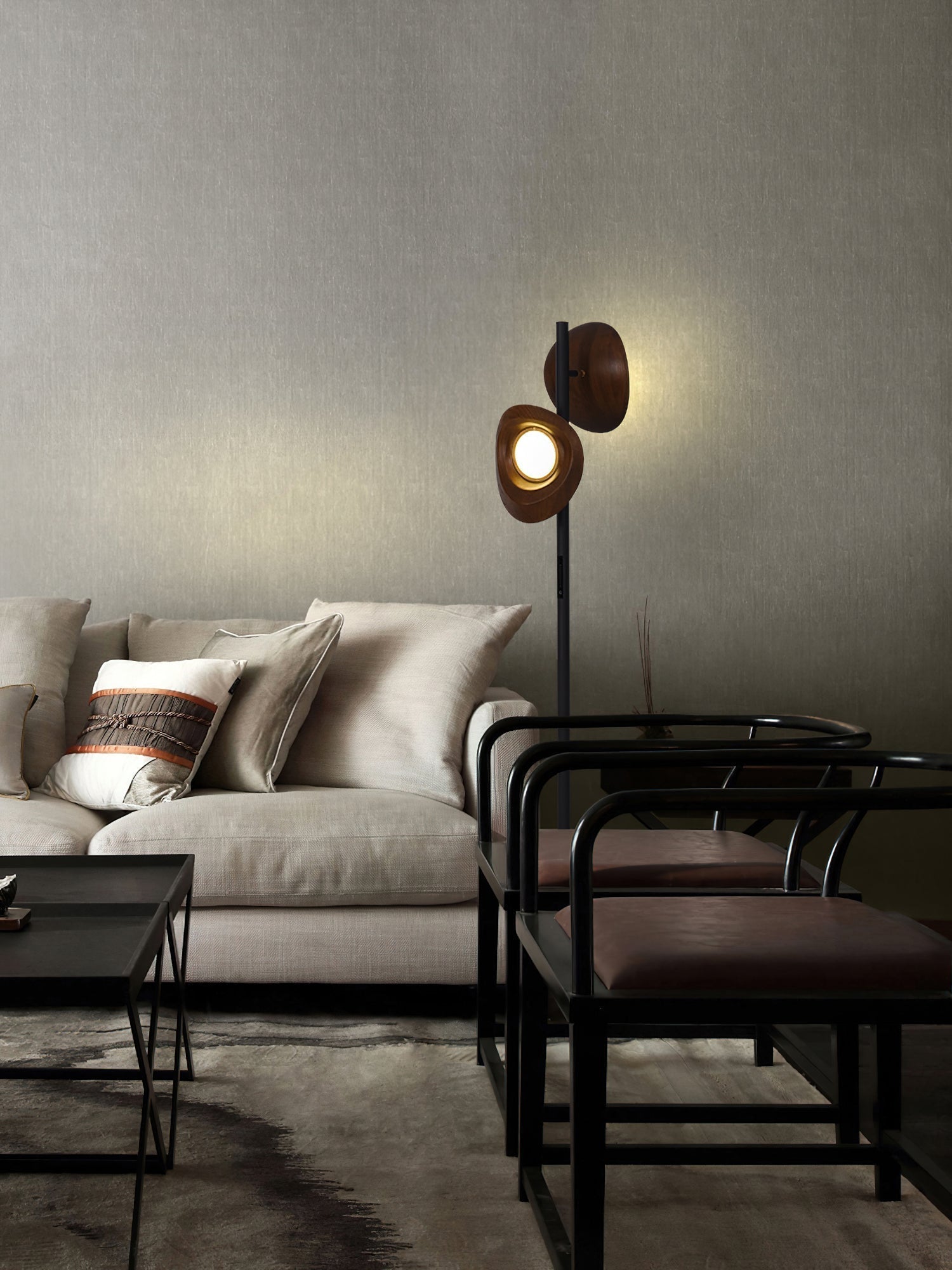 Ceyran Double Sphere Black Floor Lamp
