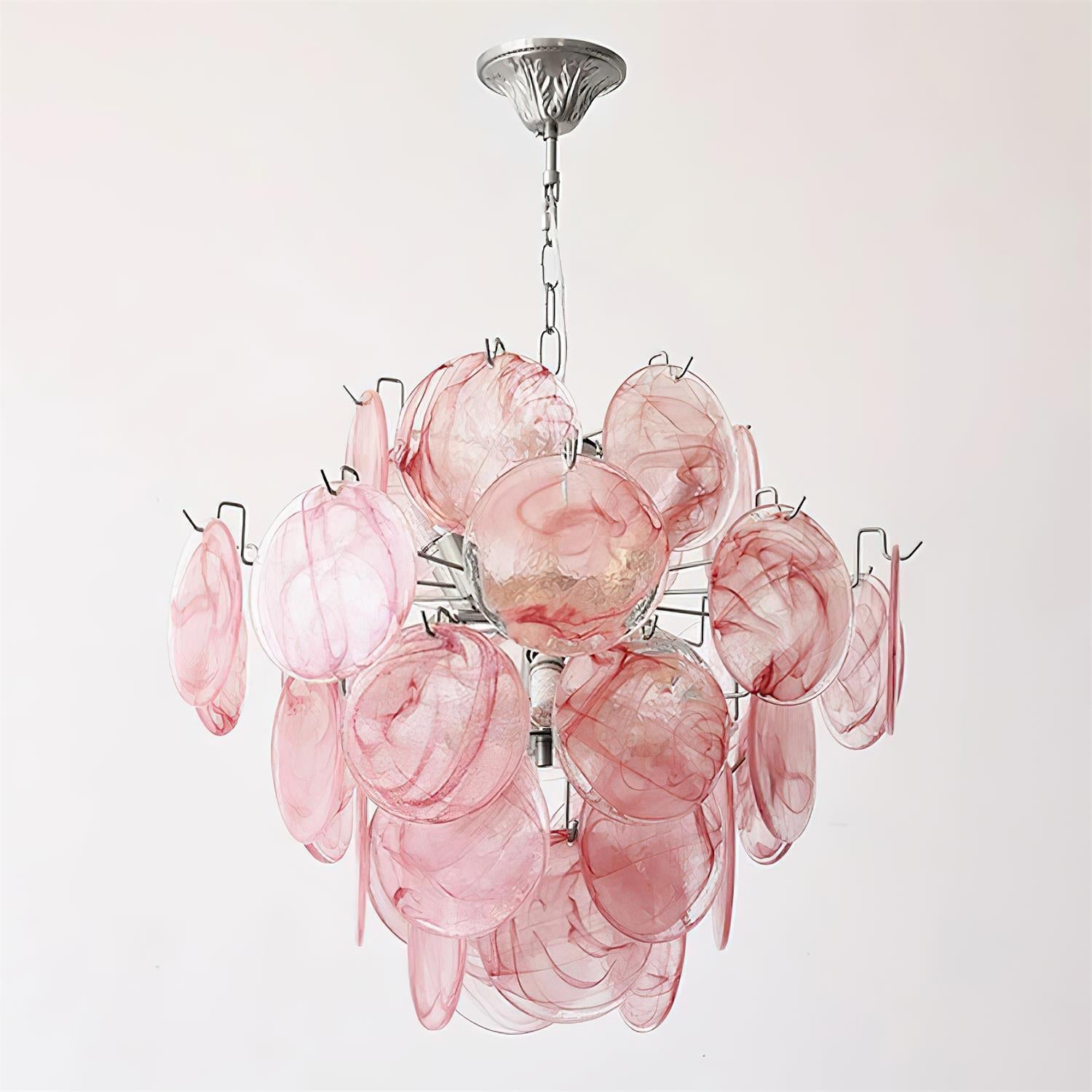 Neuvy Chandelier Iridescent Glass Discs - Neutral Decor