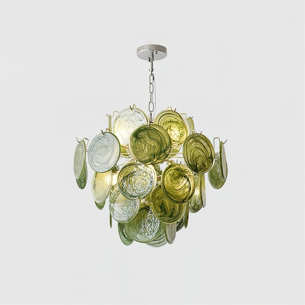 Neuvy Chandelier Iridescent Glass Discs - Neutral Decor