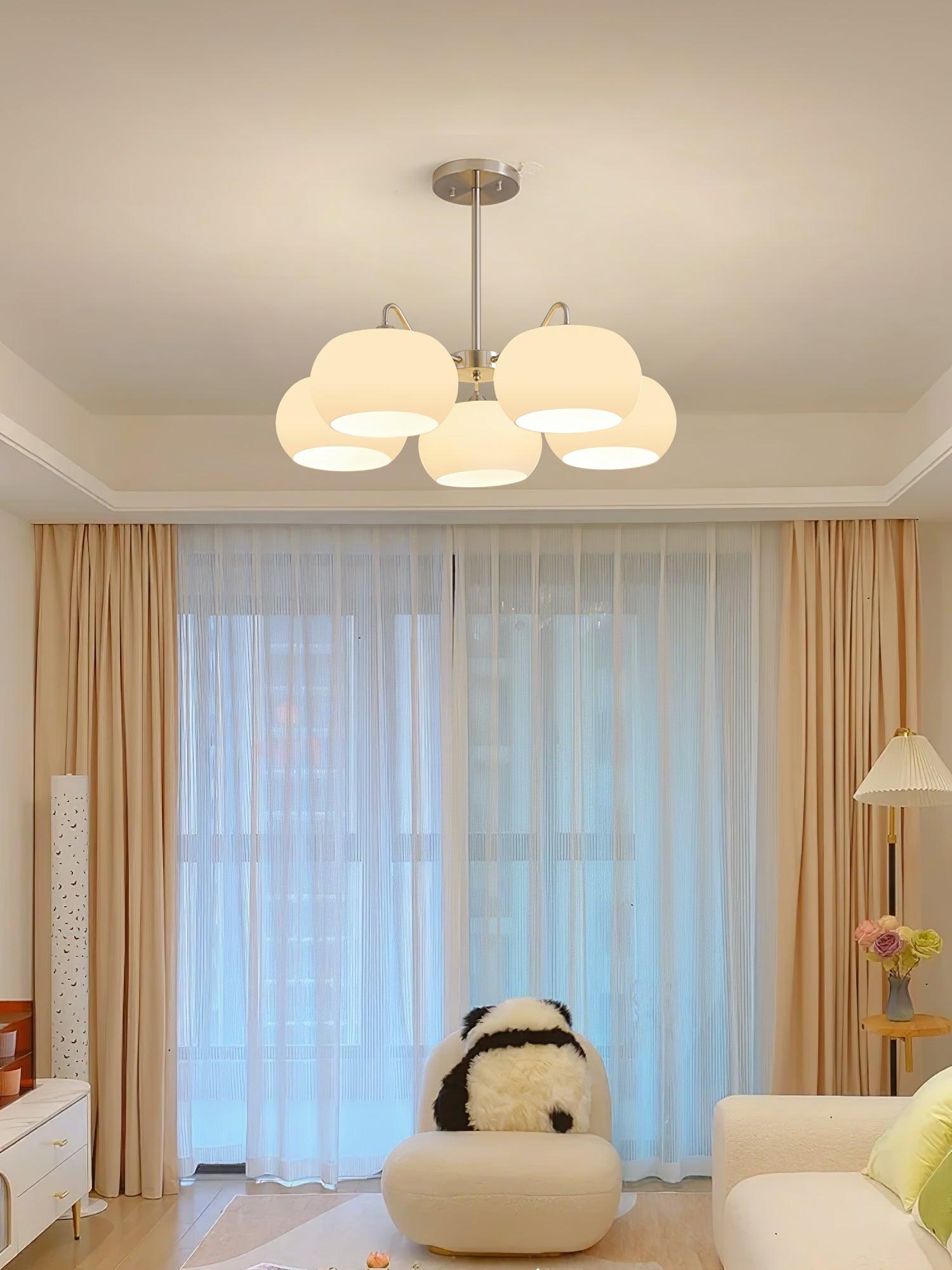 Kade Chandelier White Glass Persimmon Shape