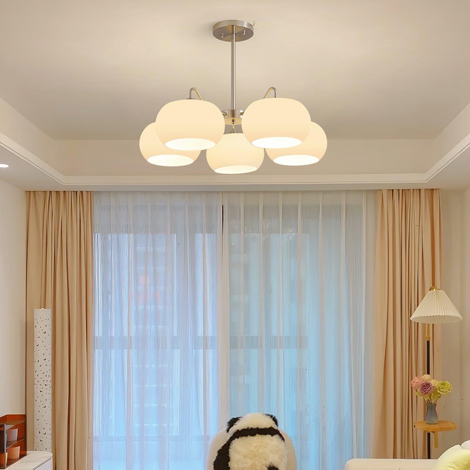 Kade Chandelier White Glass Persimmon Shape