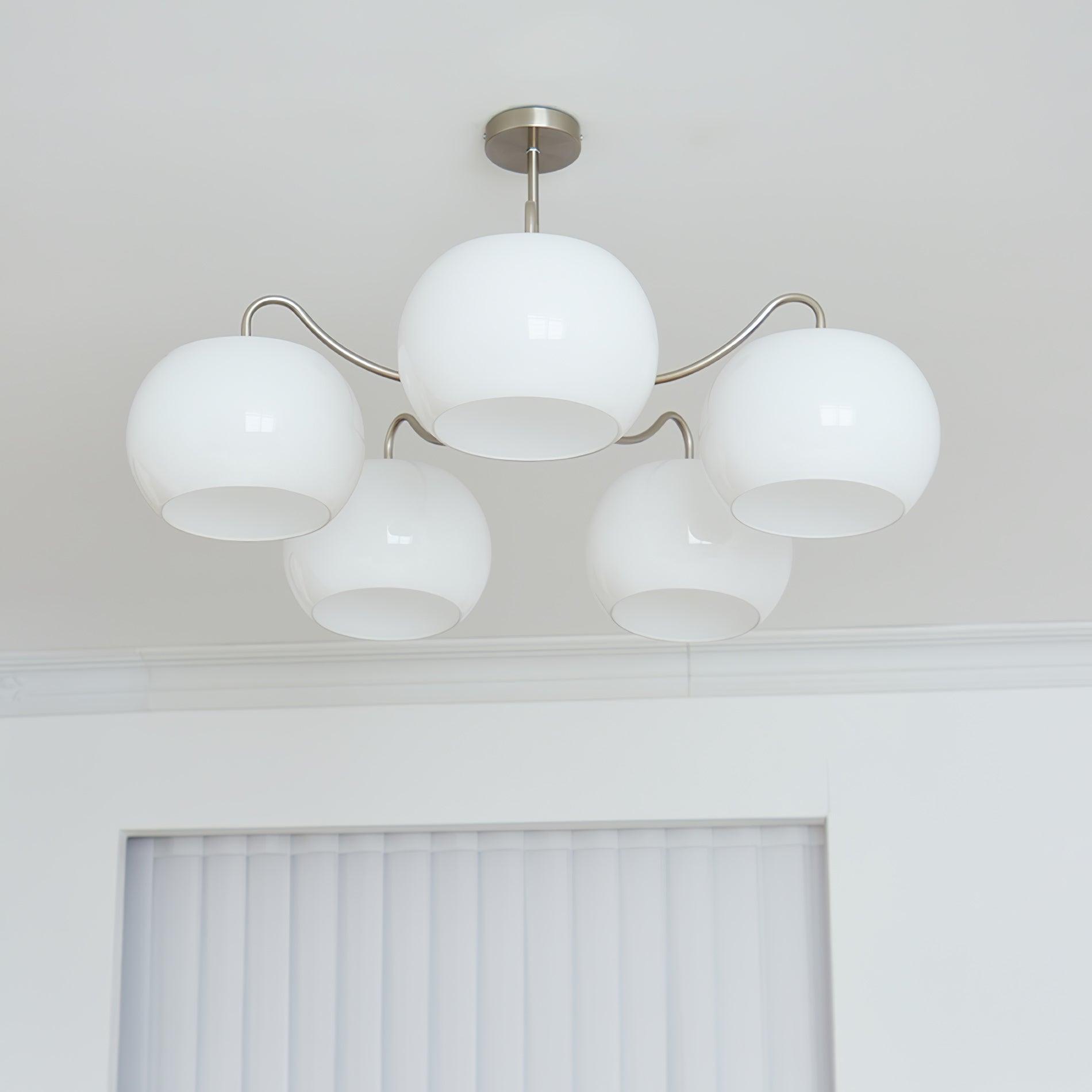 Kade Chandelier White Glass Persimmon Shape
