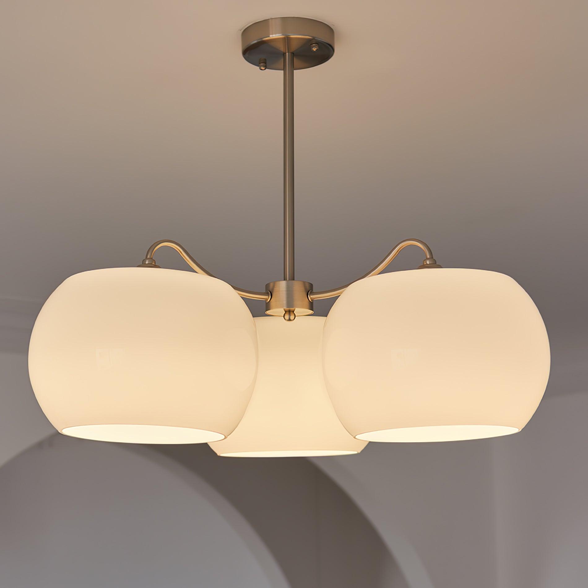Kade Chandelier White Glass Persimmon Shape