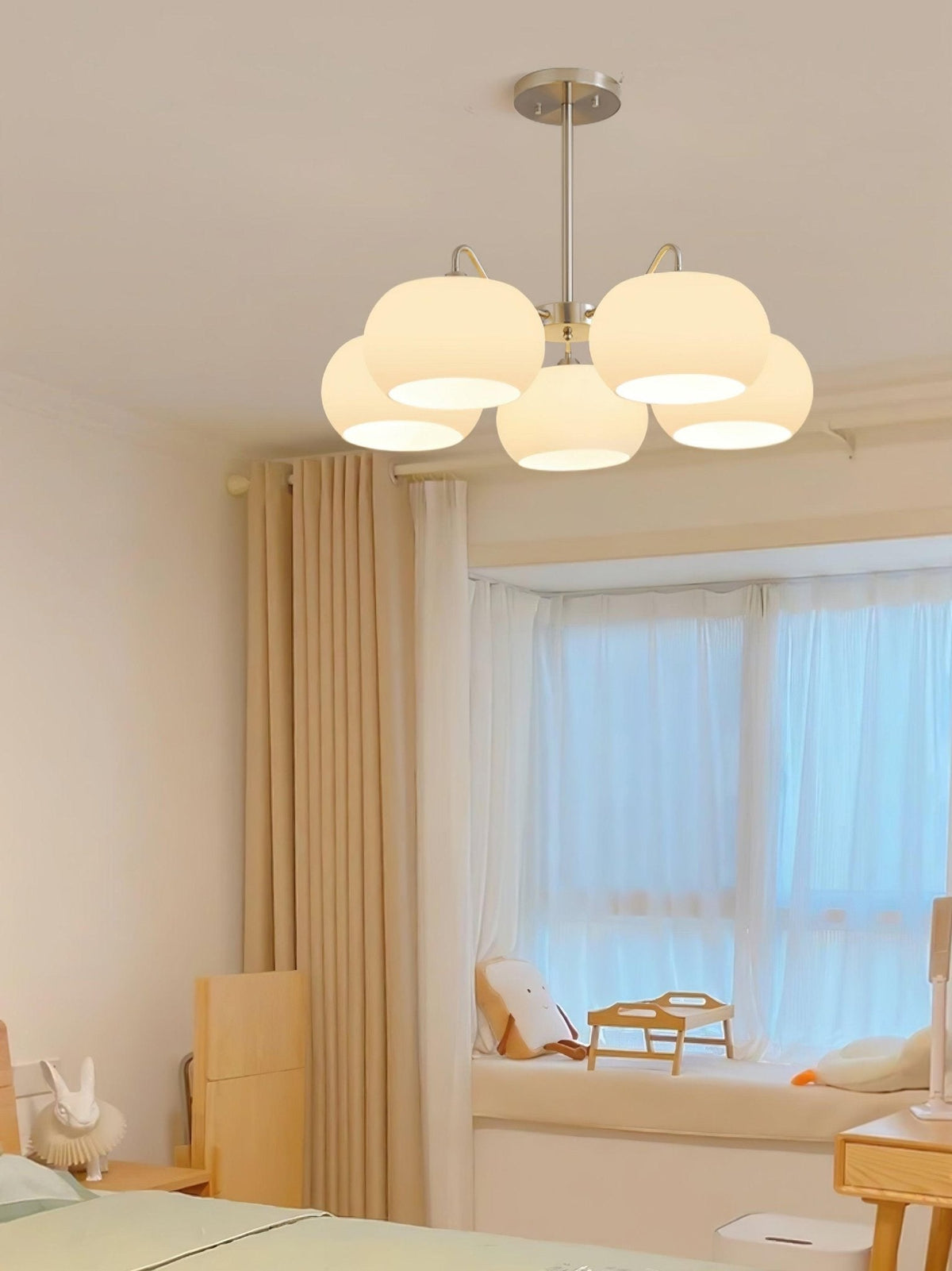 Kade Chandelier White Glass Persimmon Shape