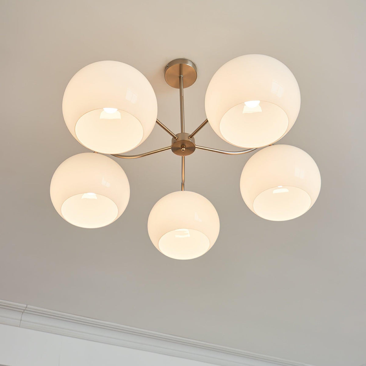 Kade Chandelier White Glass Persimmon Shape
