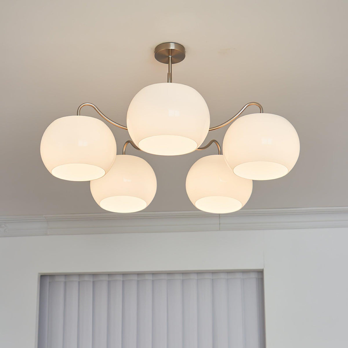 Kade Chandelier White Glass Persimmon Shape