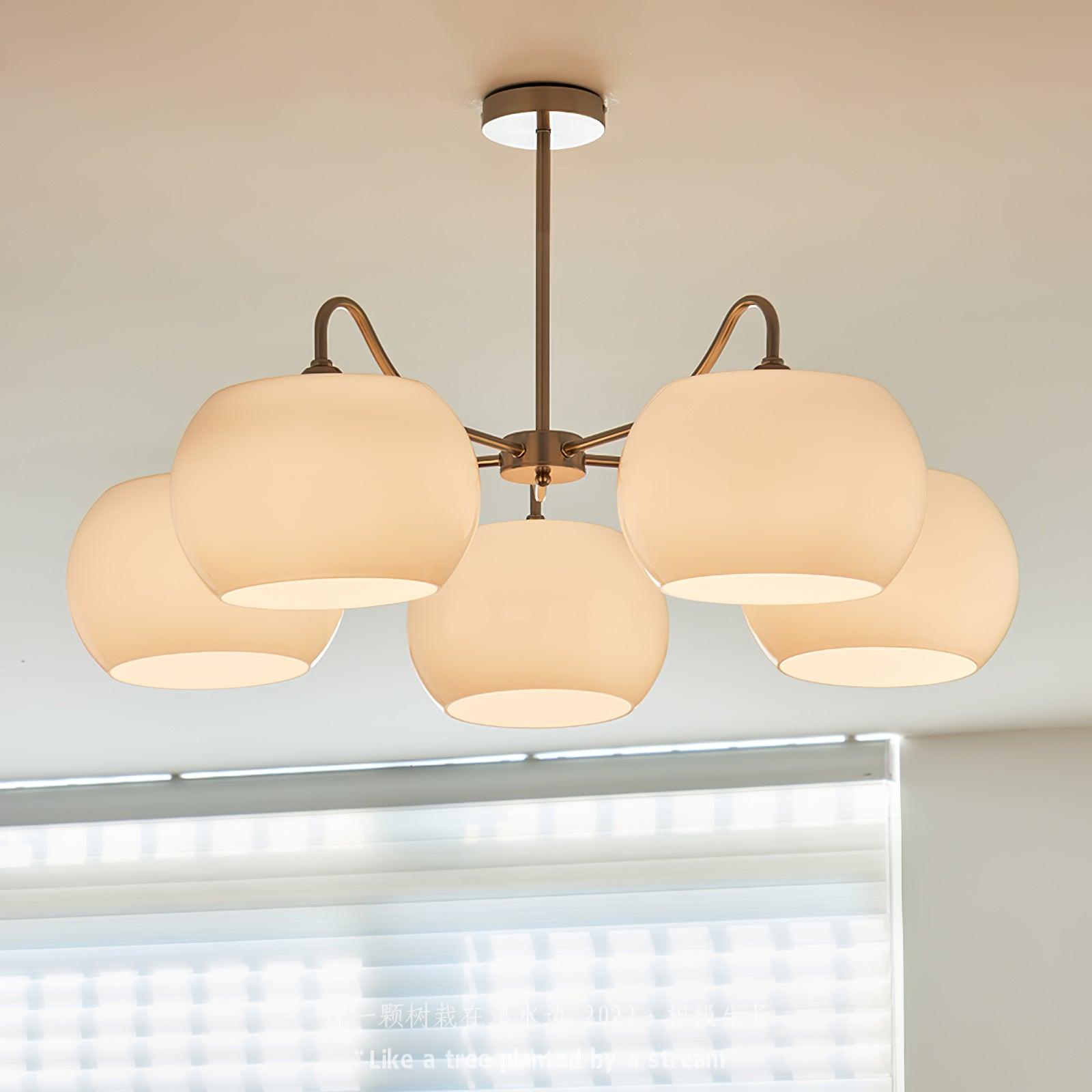 Kade Chandelier White Glass Persimmon Shape