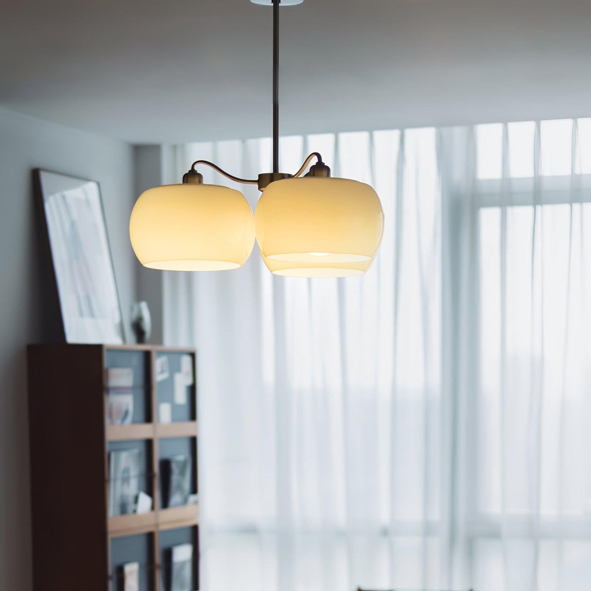 Kade Chandelier White Glass Persimmon Shape