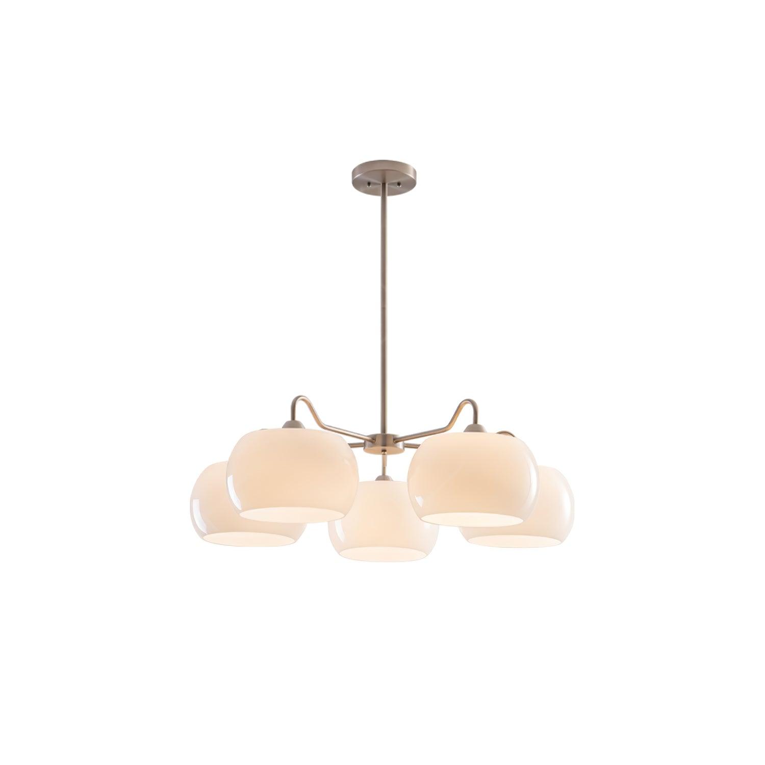 Kade Chandelier White Glass Persimmon Shape