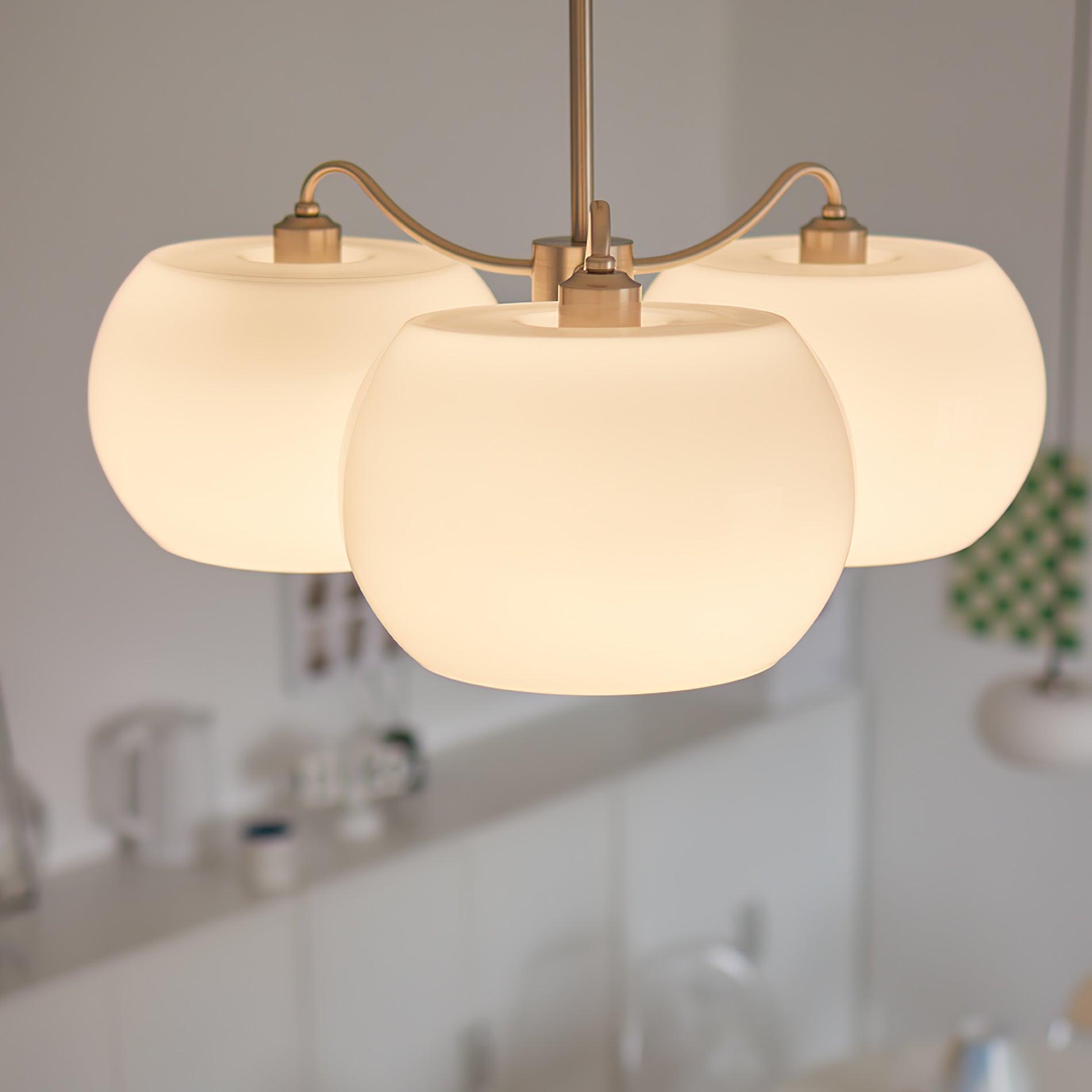 Kade Chandelier White Glass Persimmon Shape