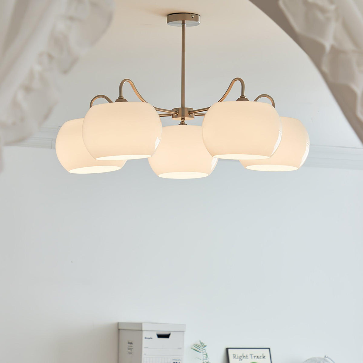 Kade Chandelier White Glass Persimmon Shape