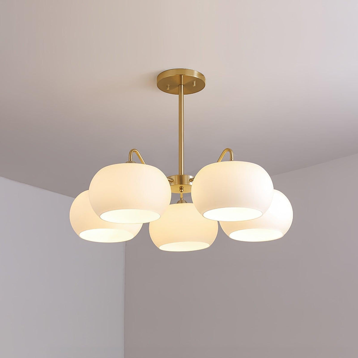 Kade Chandelier White Glass Persimmon Shape