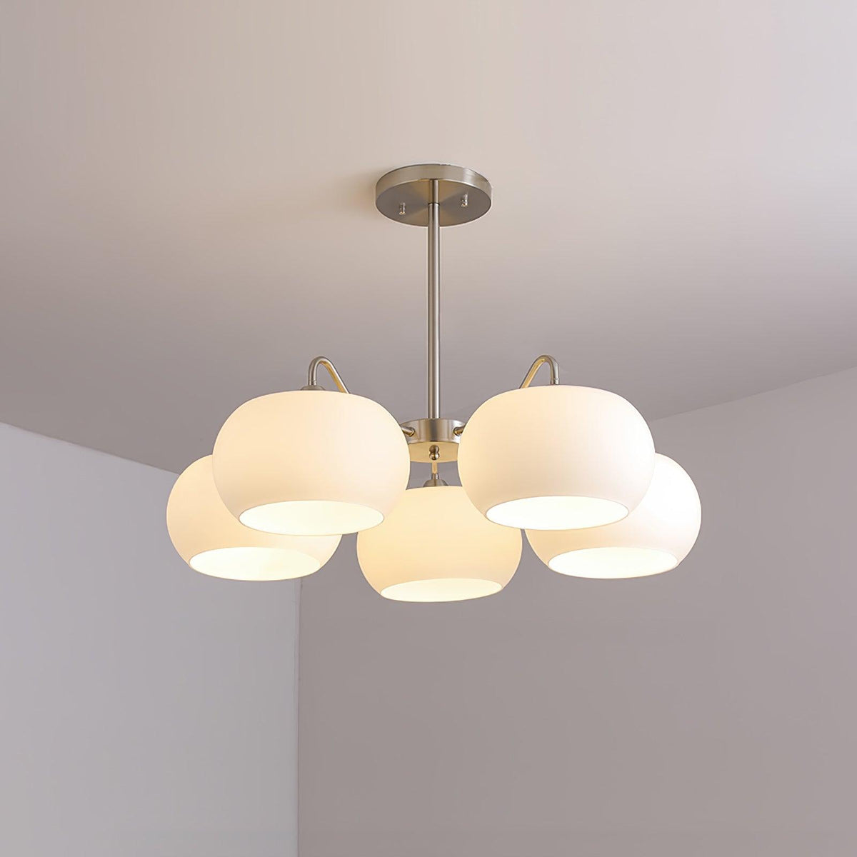 Kade Chandelier White Glass Persimmon Shape