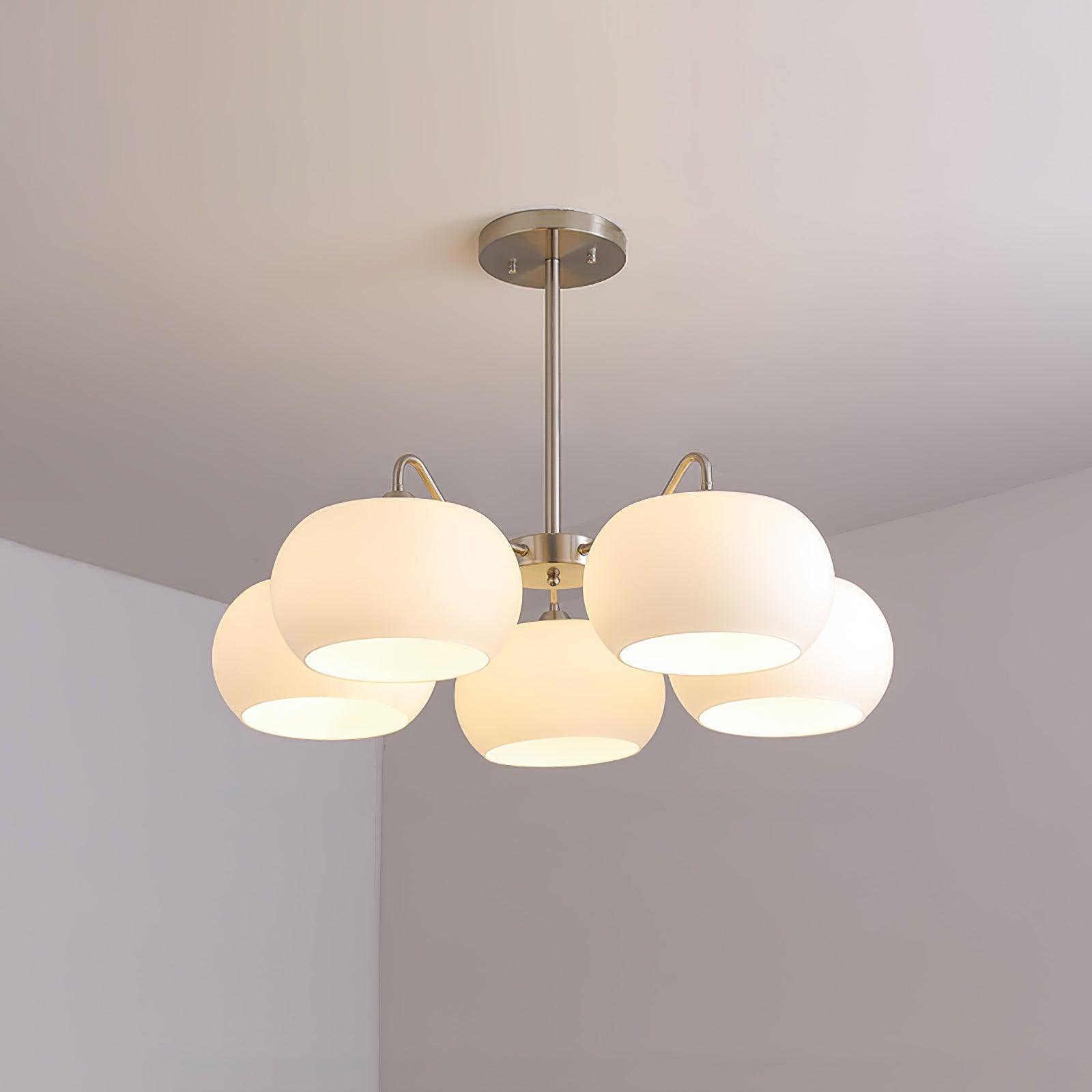 Kade Chandelier White Glass Persimmon Shape