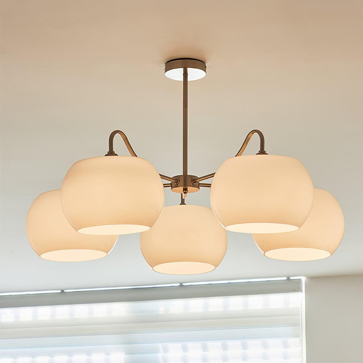 Kade Chandelier White Glass Persimmon Shape