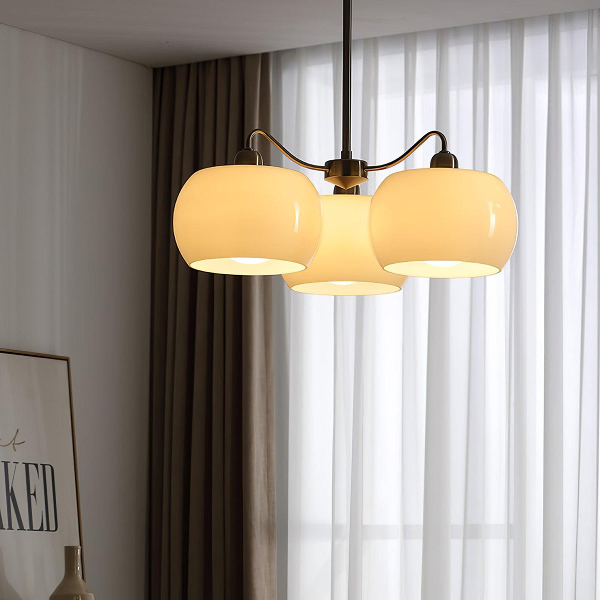 Kade Chandelier White Glass Persimmon Shape