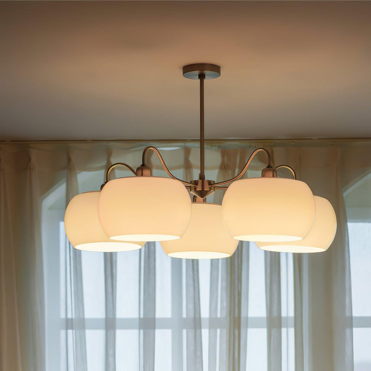 Kade Chandelier White Glass Persimmon Shape