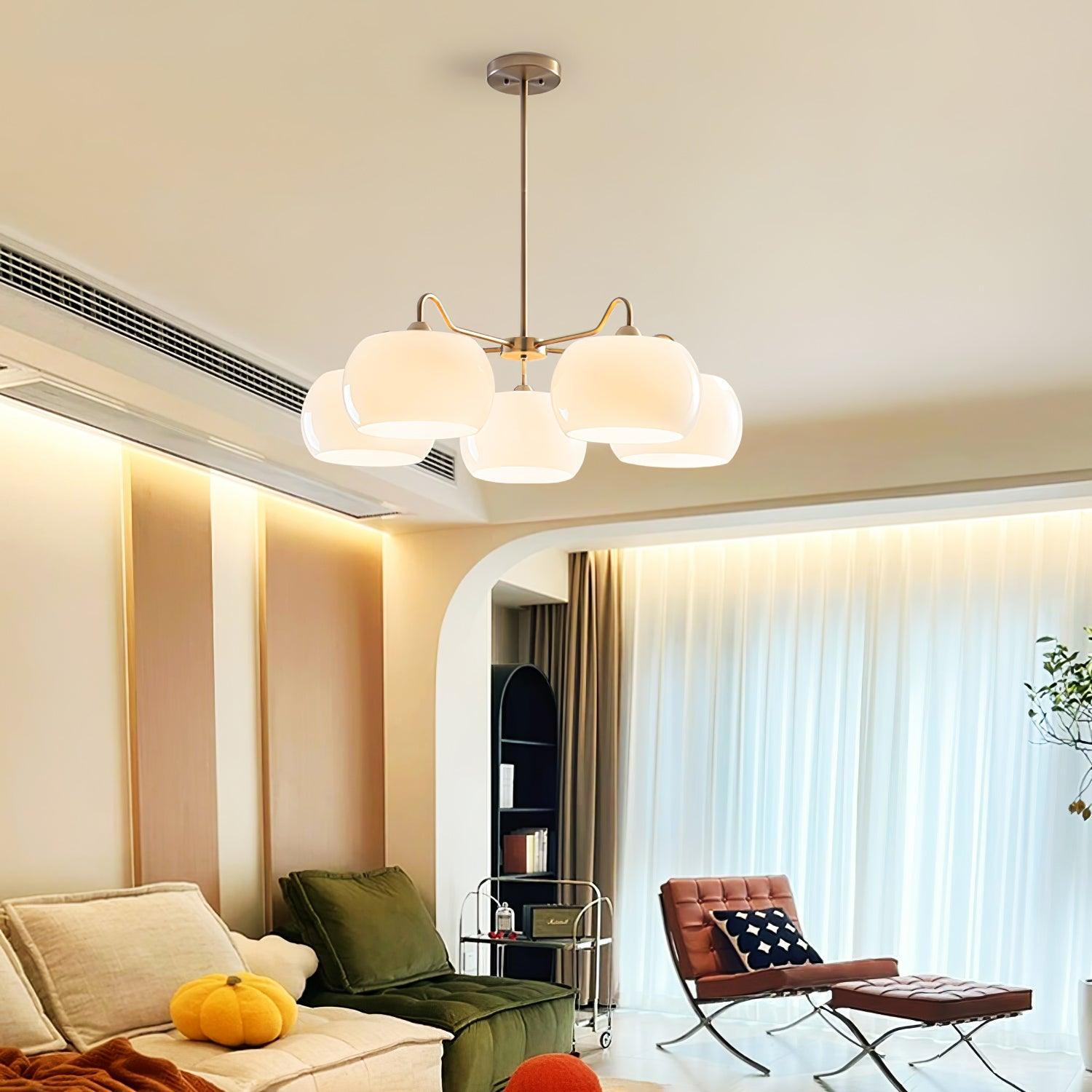 Kade Chandelier White Glass Persimmon Shape