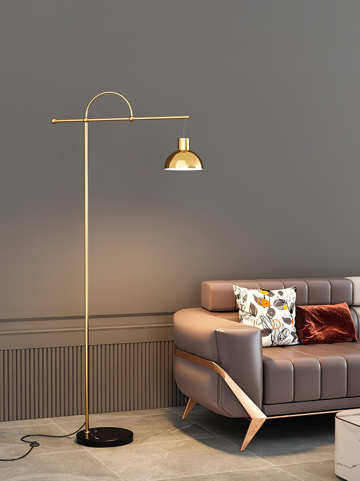 Usilil Art Deco Brass Floor Lamp