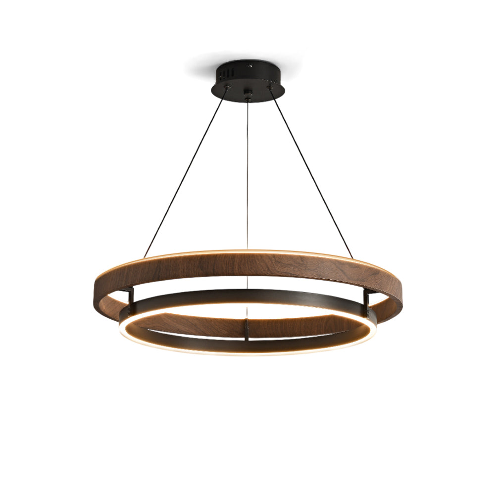 Niseko Chandelier Double Ring Design With LED Glow - Neutral Decor